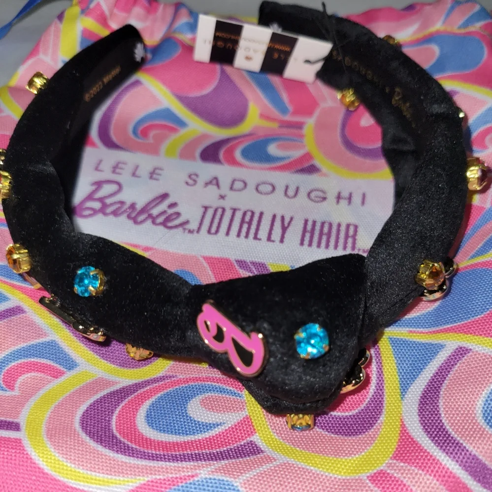 Lele sadoughi x barbie totally hair kids embellished crystal knotted headband